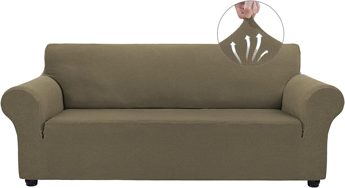 Couch Covers for 3 Cushion Couch Sofa Pet Friendly, 3 Seater Sofa Cover Washable Slipcovers Protector Furniture Covers for Dogs Spandex Jacquard Fabric Small Checks（Large，Black）
