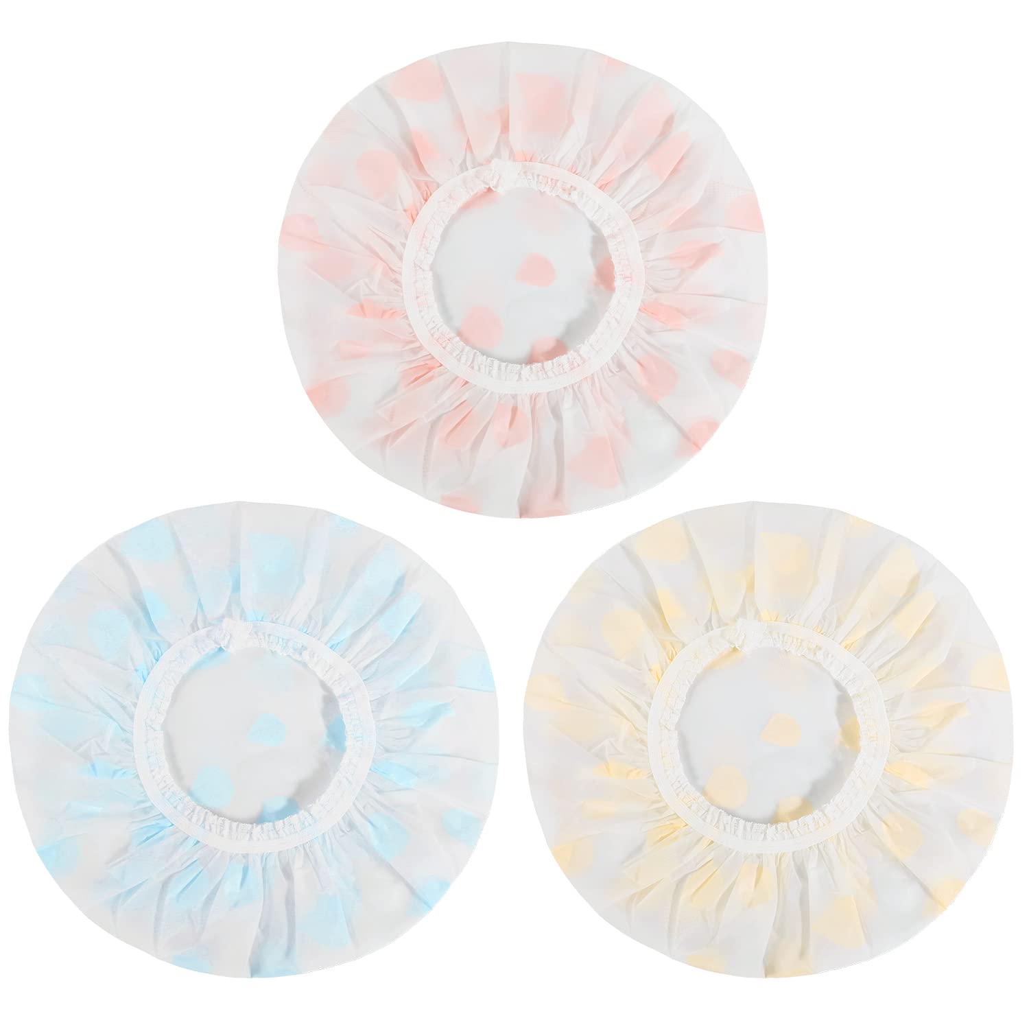 Shower Cap, 3 Pcs Waterproof Reusable Shower Caps Bath Hair Hat for Women Men Kids