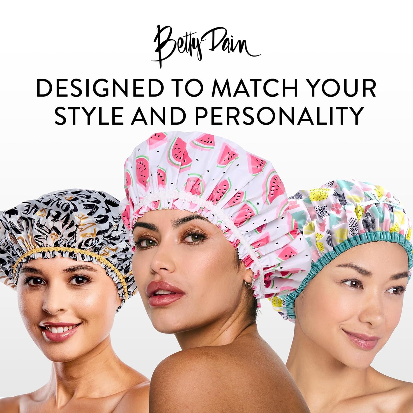 Reusable Bath & Shower Cap Lined, Oversized Waterproof Shower Caps Large Designed for all Hair Lengths with PEVA Lining & Elastic Band Stretch Hem Hair Hat - Fashionista Deco Dots