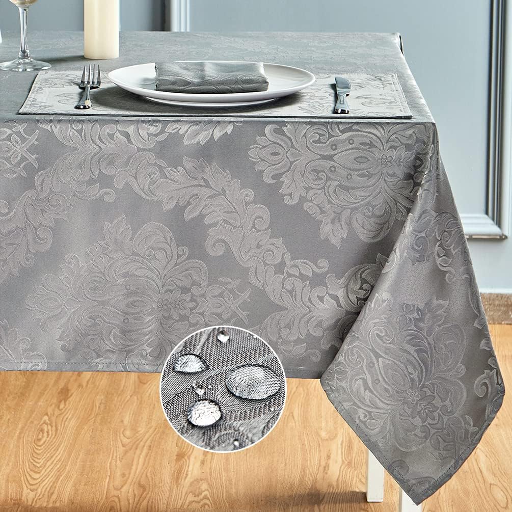 Rectangle Table Cloth Linen Farmhouse Stainproof Waterproof Washable Polyester Oblong Rectangular Fabric Table Cover for Kitchen Dining Dinner (Red, 52 X 70 Inch)