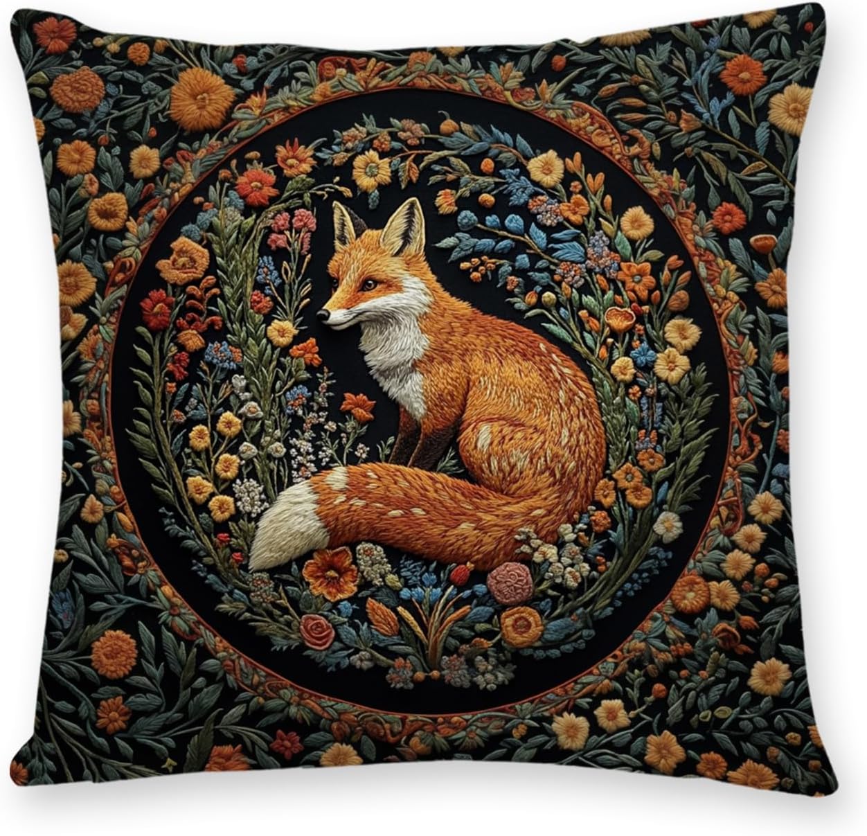 William Morris Abstract Vintage Print Floral Velvet Design Throw Pillow Covers Home Decor, Retro Art Decor Pillowcase Cushion Cover for Bed Sofa Living Room, Square 18x18inch (Black-Floral2)