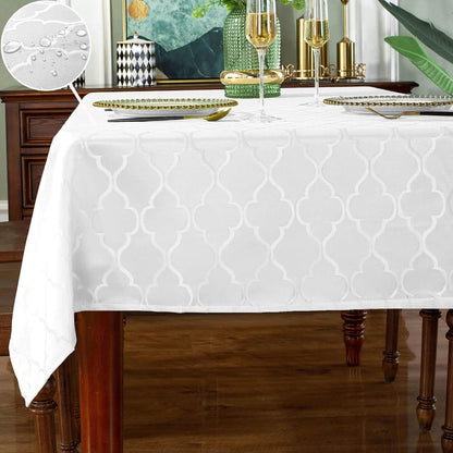 Jacquard Tablecloth Damask Fabric Table Cloth Water Resistant & Wrinkle Free Spillproof Polyester Table Cover for Kitchen Dining Tabletop (Rectangle/Oblong, 52" x 70" (4-6 Seats), Gray)