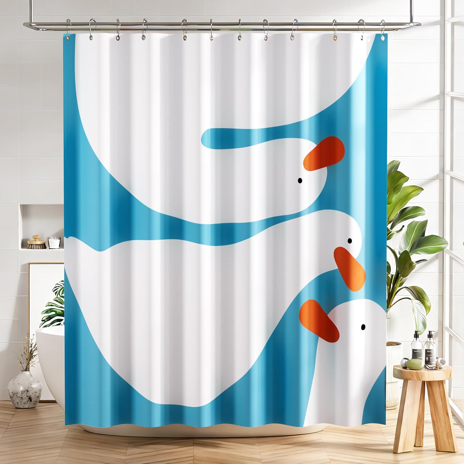 Shower Curtain, Washable Cloth Black Shower Curtain Sets with 12 Shower Curtain Hooks, Fabric Rustic Black and White Striped Curtain, Farmhouse Bathroom Curtains, 72x72 Inches
