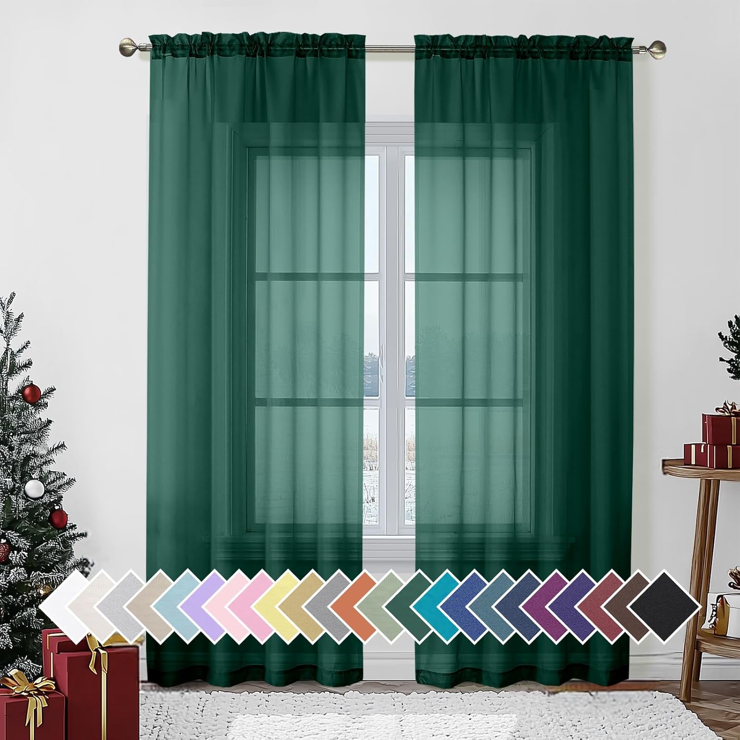 Sheer Navy Blue Curtains 84 inch Length 2 Panels Set, Airy Soft-Touching Rod Pocket Voile Drapes for Living Room/Bedroom, Each 40W x 84L