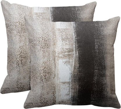 Emvency Set of 2 Throw Pillow Covers Modern Abstract Painting Blue White and Gray Decorative Sofa Pillow Cases Home Decor Standard Square 18x18 Inches Pillowcases