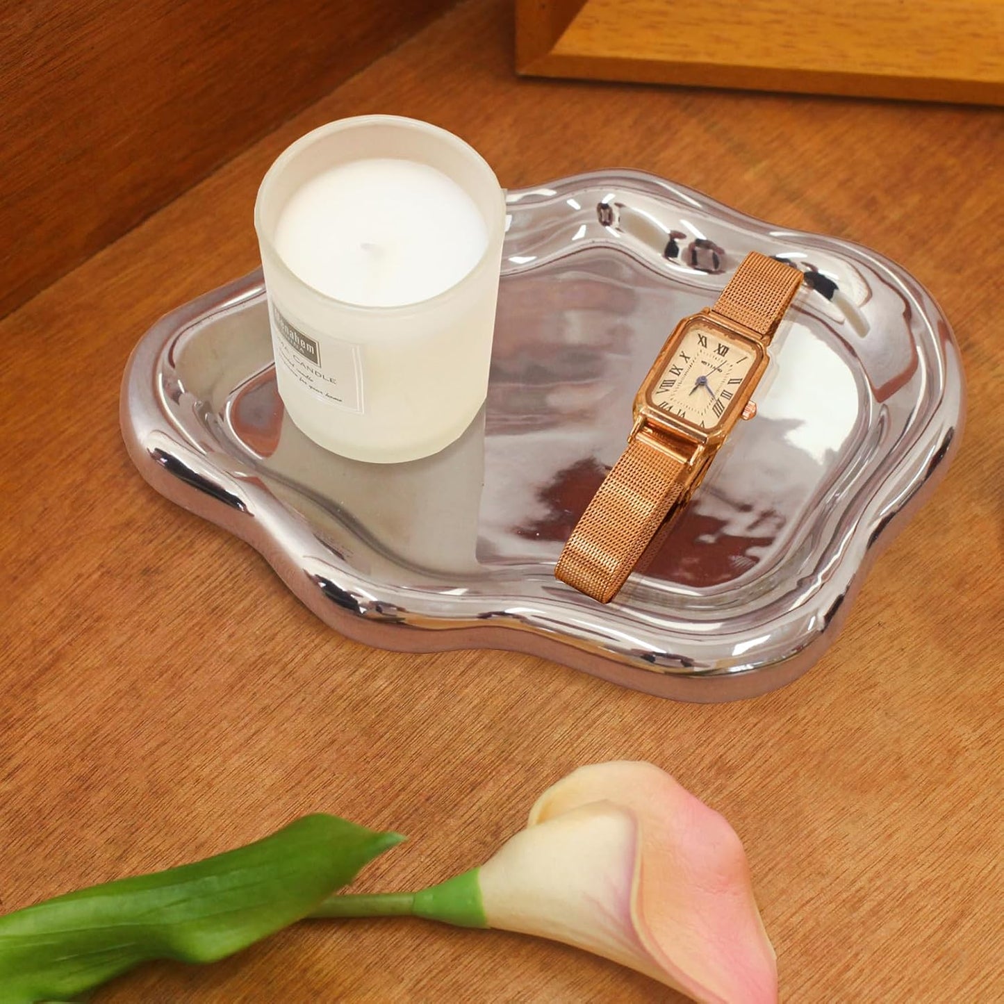 Ceramic Jewelry Tray Trinket Dish, Decorative Cloud Vanity Key Tray for Women, Ring Holder Dish, Cute Jewelry Plate Bowl Room Decor Aesthetic, White, Medium
