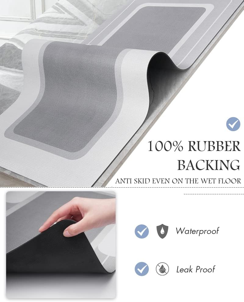 Mat-Bathroom Mat Rug Non Slip Super Absorbent Stain Resistant Quick Dry Thin Bath Rug-Bath Mats for Bathroom Floor Bathtub Vanity-Bathmat Bath Rug Easy Care-17"x27" Grey