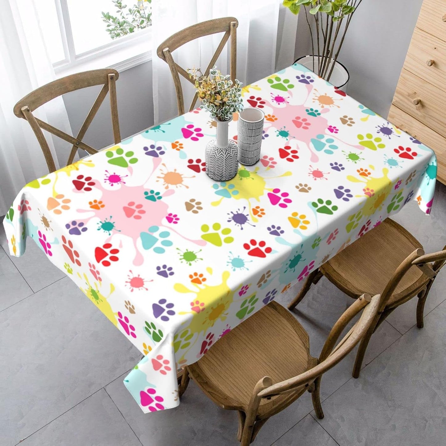 Teal Grey Tablecloth Turquoise Rectangle Table Cloth Washable Table Cover for Decoration Kitchen Dining Room 60x90 Inch
