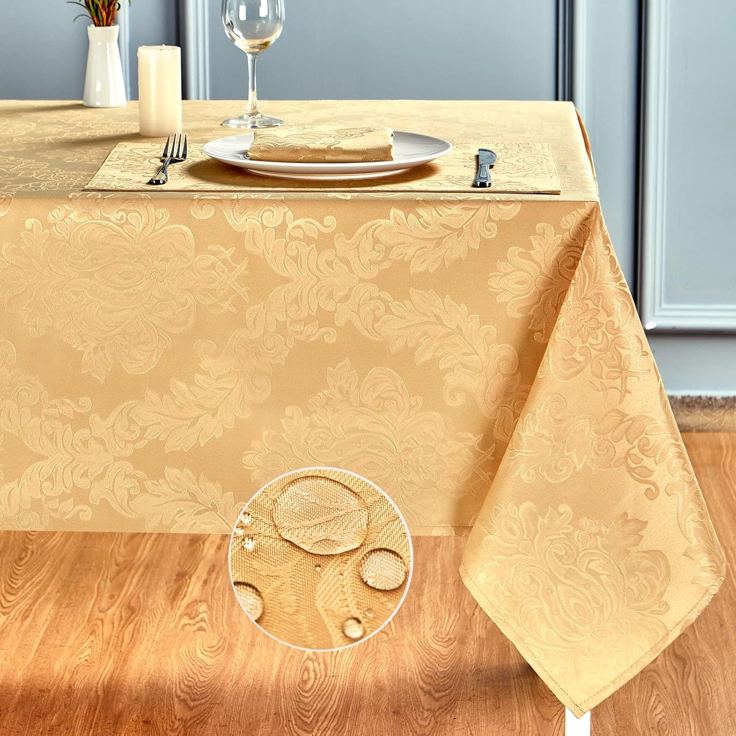 Rectangle Table Cloth Linen Farmhouse Stainproof Waterproof Washable Polyester Oblong Rectangular Fabric Table Cover for Kitchen Dining Dinner (Red, 52 X 70 Inch)