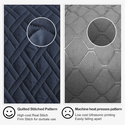 HOME Quilt Set Queen Size Navy Blue, Classic Geometric Diamond Stitched Pattern, Ultra Soft Microfiber Lightweight Bedding Bedspread Coverlet for All Season with 1 Quilt 2 Pillow Shams