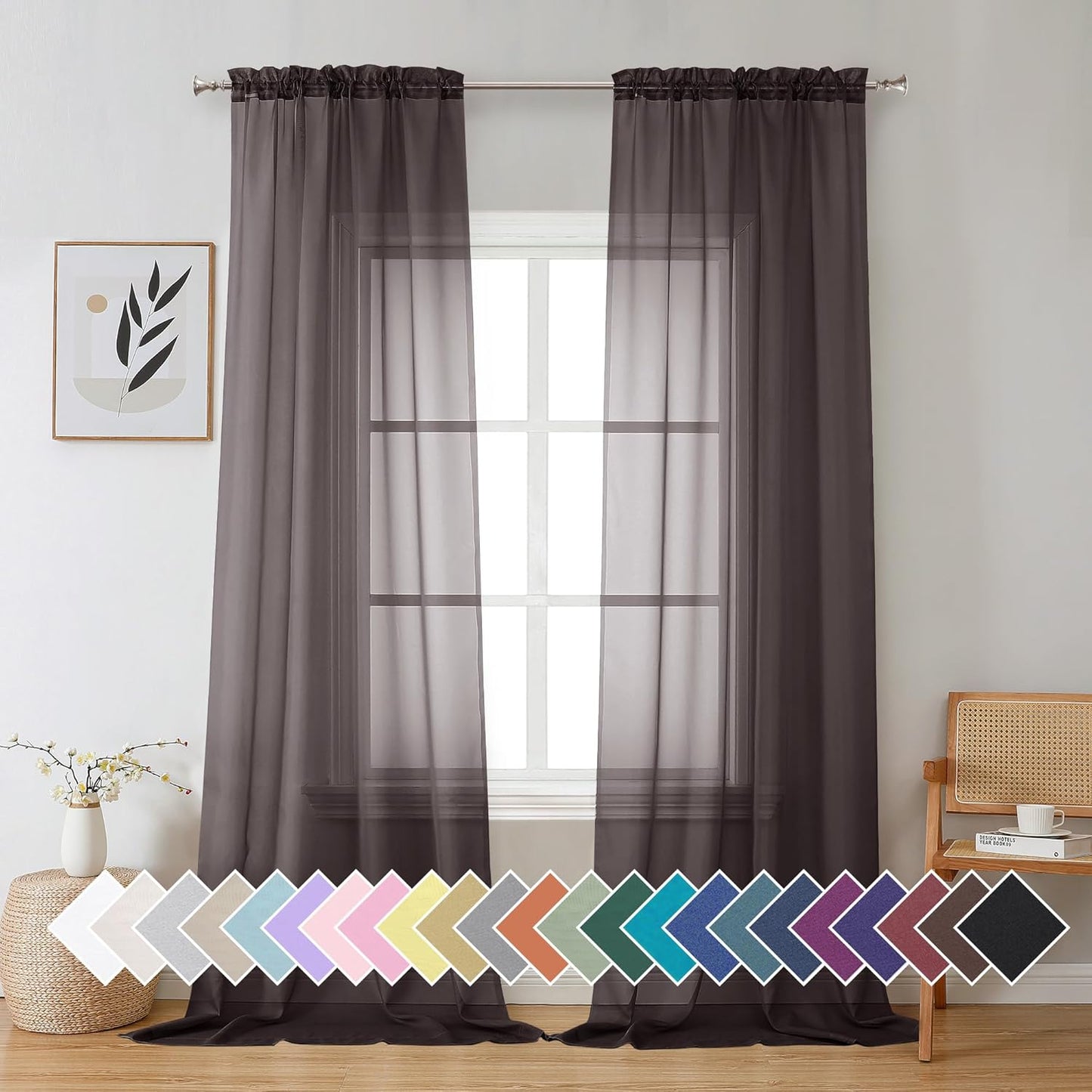 Sheer Navy Blue Curtains 84 inch Length 2 Panels Set, Airy Soft-Touching Rod Pocket Voile Drapes for Living Room/Bedroom, Each 40W x 84L