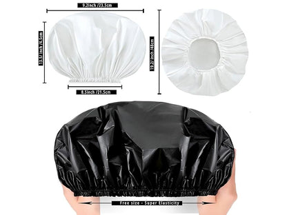 Super Jumbo Shower Cap 2 PCS Waterproof Shower Caps for Women, Extra Large Shower Cap, Reusable Super Large Bath Caps Hair Cap for Long Thick Curly Hair, Locs, Twist Braids - Black + White