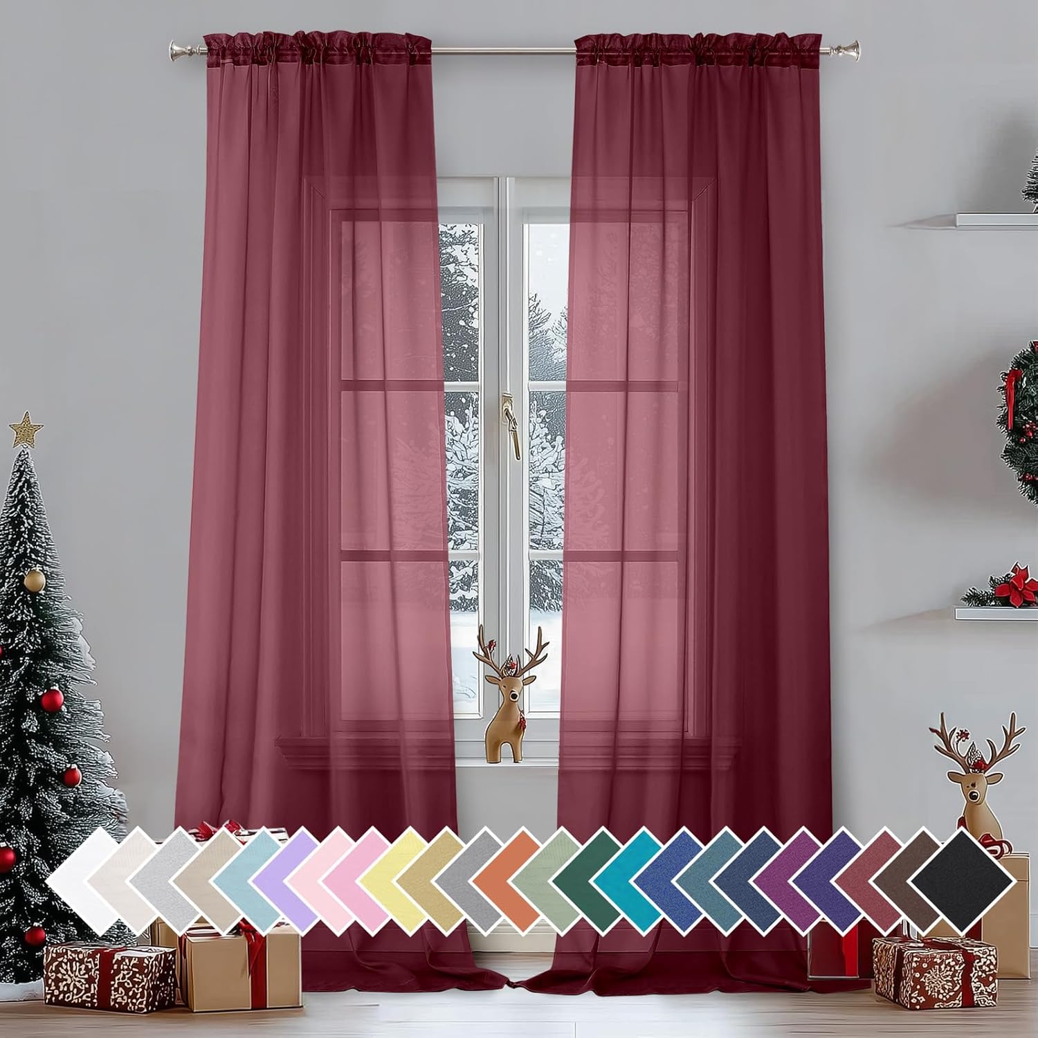 Sheer Navy Blue Curtains 84 inch Length 2 Panels Set, Airy Soft-Touching Rod Pocket Voile Drapes for Living Room/Bedroom, Each 40W x 84L