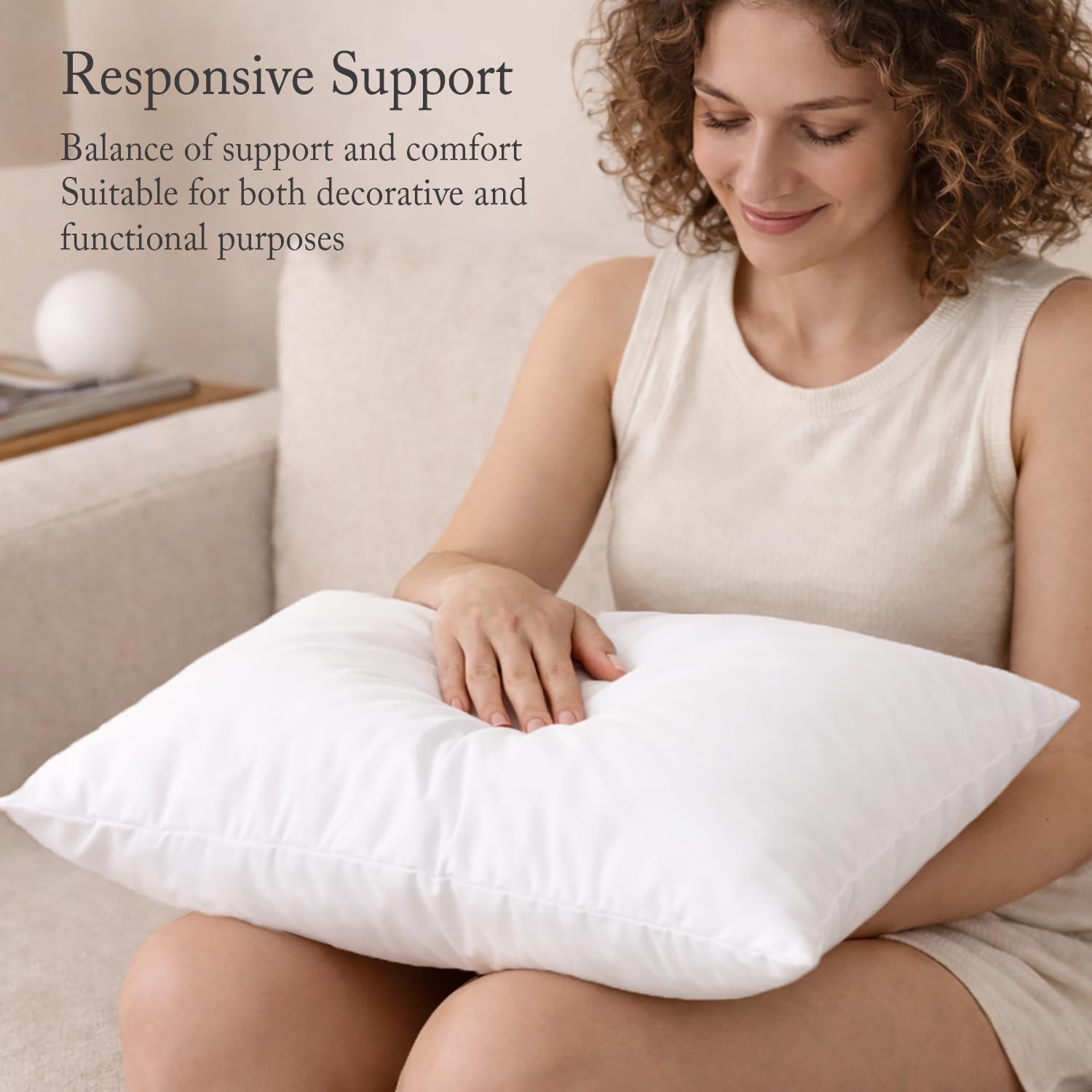 puredown® Feather Down Throw Pillow Inserts 22 x 22 (Pack of 2, White), Big Throw Pillows for Floor, Couch, Bed, Machine Washable