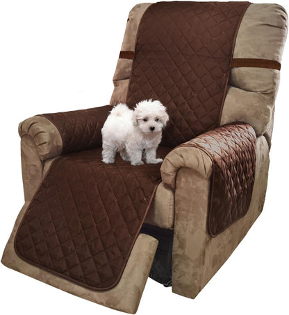Reversible Sofa Cover Washable Couch Cover for Dogs Friendly with Elastic Straps Water Repellent Furniture Protector for 3 Cushion Couch (Sofa, Coffee/Beige)