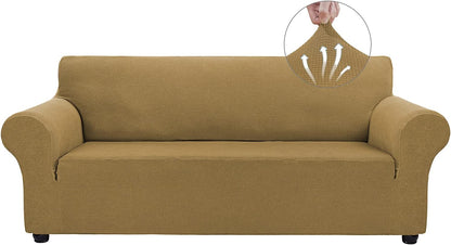 Couch Covers for 3 Cushion Couch Sofa Pet Friendly, 3 Seater Sofa Cover Washable Slipcovers Protector Furniture Covers for Dogs Spandex Jacquard Fabric Small Checks（Large，Black）