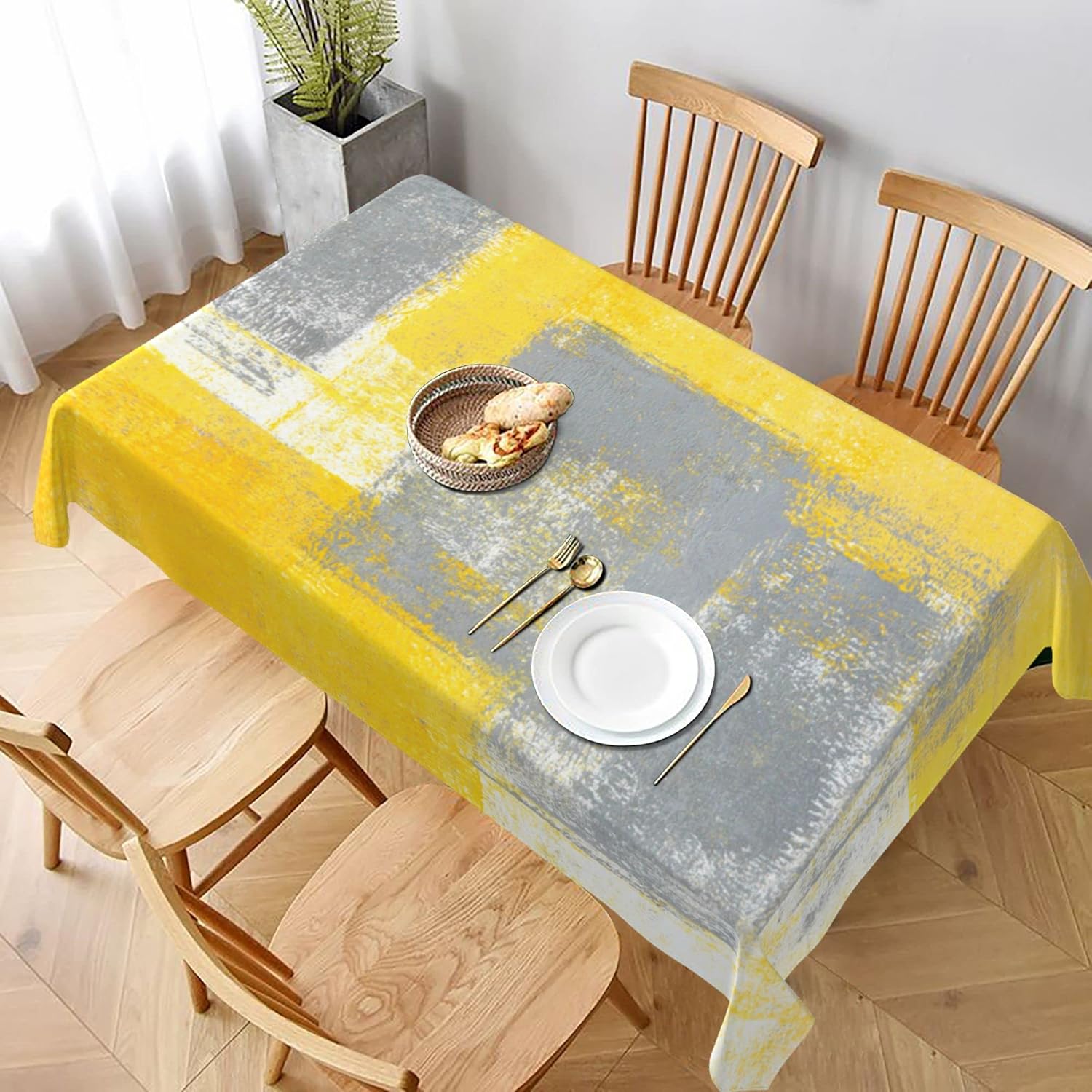 Teal Grey Tablecloth Turquoise Rectangle Table Cloth Washable Table Cover for Decoration Kitchen Dining Room 60x90 Inch