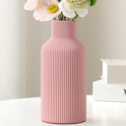 White Ceramic Flower Vase, Minimalist Decor, Modern Home Decorative Vase, Small Pampas Grass Vases For Kitchen, Bedroom, Office, Living Room, Bathroom, Shelf Centerpiece Table Decorations(8 in)