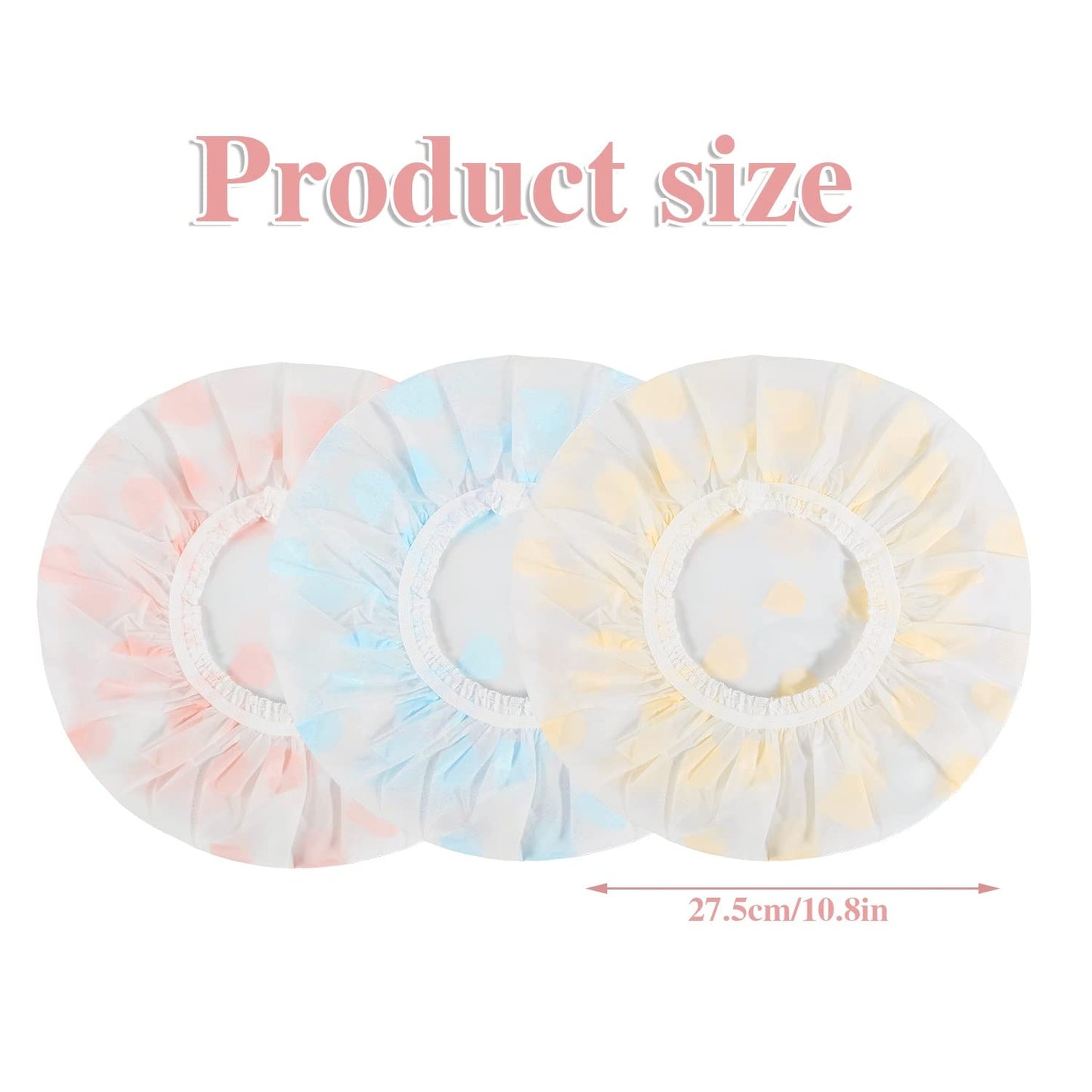 Shower Caps, 3 Pcs Plastic Reusable Shower Caps Elastic Band Bath Caps for Women Ladies Spa Salon