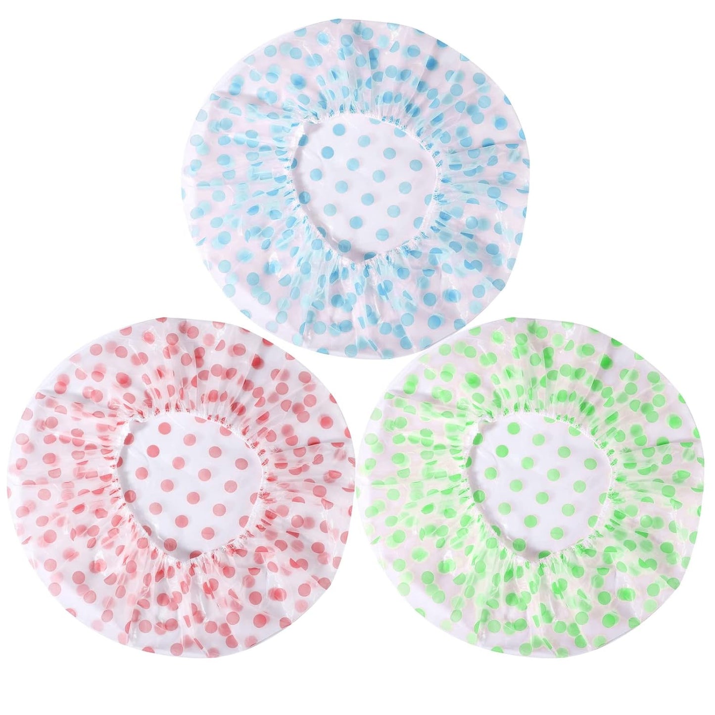Shower Caps, 3 Pcs Plastic Reusable Shower Caps Elastic Band Bath Caps for Women Ladies Spa Salon