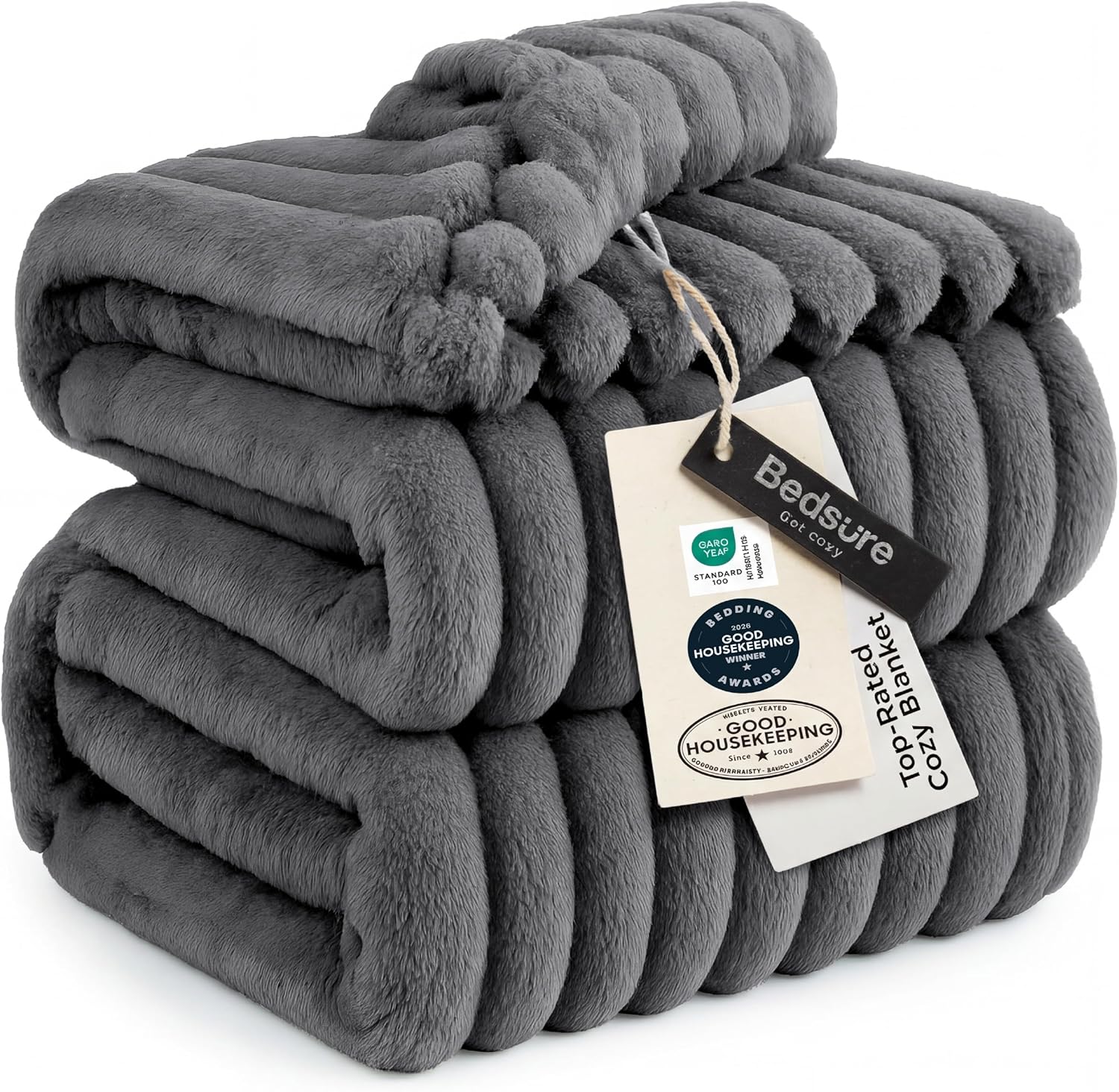 Bedsure GentleSoft Blankets Queen Size for Bed - Cozy Soft Sofa Couch Cover Blankets for Women, Cute Large Bedding Fleece Throws for Girls, Off White, 90x90 Inches