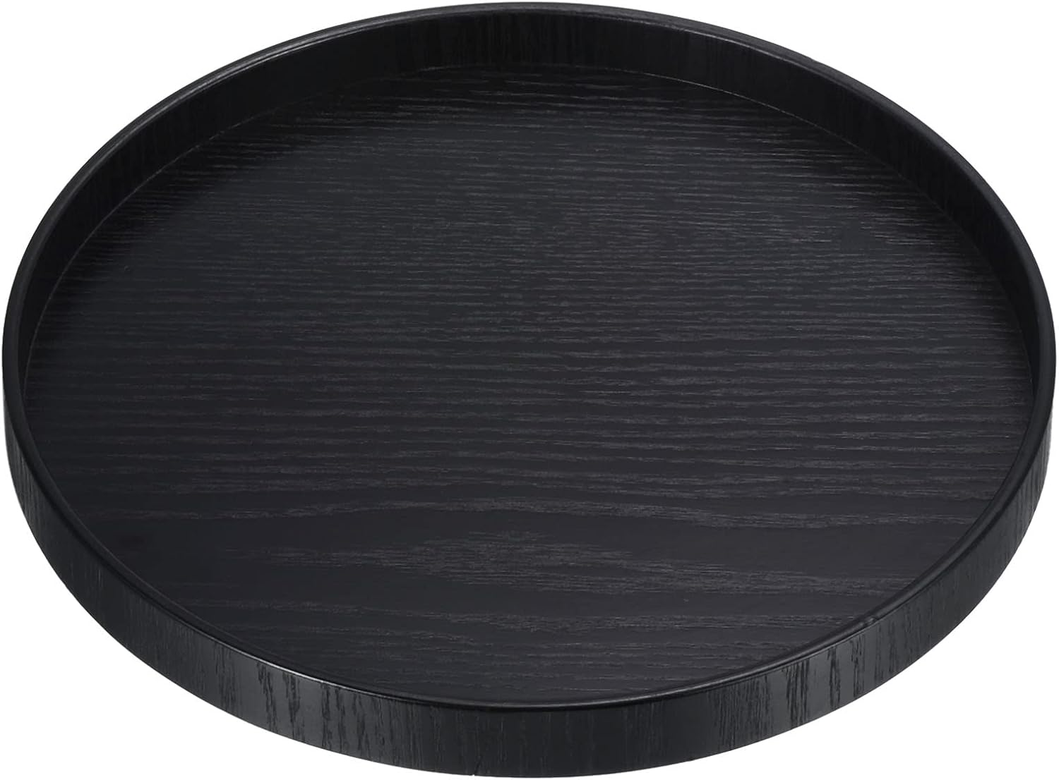 Wood Serving Tray 8 Inch, Round Decorative Platter for Home Decor Kitchen Table Candle Holder, Black