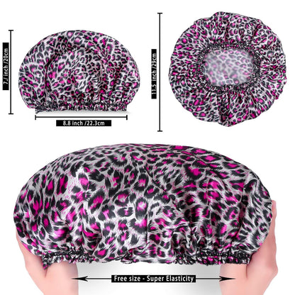 4 PCS Shower Caps for Women, Elastic and Reusable Bath Caps, Double Waterproof Layers Shower Cap, Bathing Shower Caps, Environmental Protection Hair Bath Hat - Printed Color