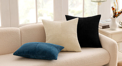 MIULEE Black Decorative Throw Pillow Covers 18x18 Inch for Couch Bed Sofa Pack of 2 Boho Farmhouse Throw Pillows Soft Cross Corduroy Patchwork Textured Cushion Cases