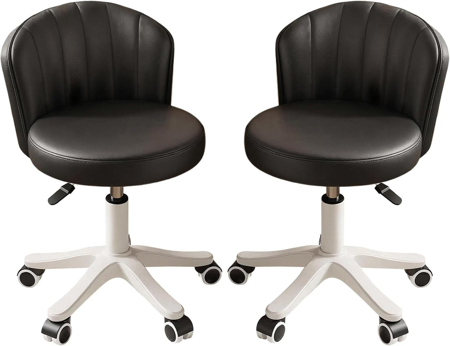 Small Round Rolling Desk Chair Armless Comfy Vanity Computer Chair Height Adjustable Swivel Work Spa Chair