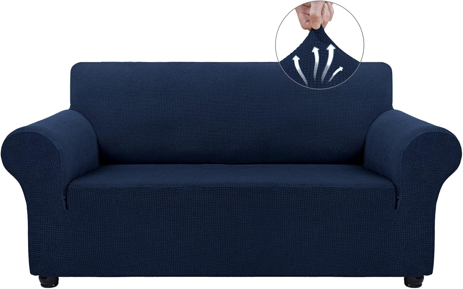 Couch Covers for 3 Cushion Couch Sofa Pet Friendly, 3 Seater Sofa Cover Washable Slipcovers Protector Furniture Covers for Dogs Spandex Jacquard Fabric Small Checks（Large，Black）