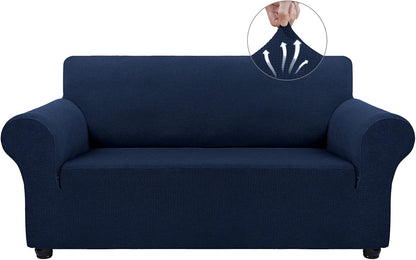 Couch Covers for 3 Cushion Couch Sofa Pet Friendly, 3 Seater Sofa Cover Washable Slipcovers Protector Furniture Covers for Dogs Spandex Jacquard Fabric Small Checks（Large，Black）