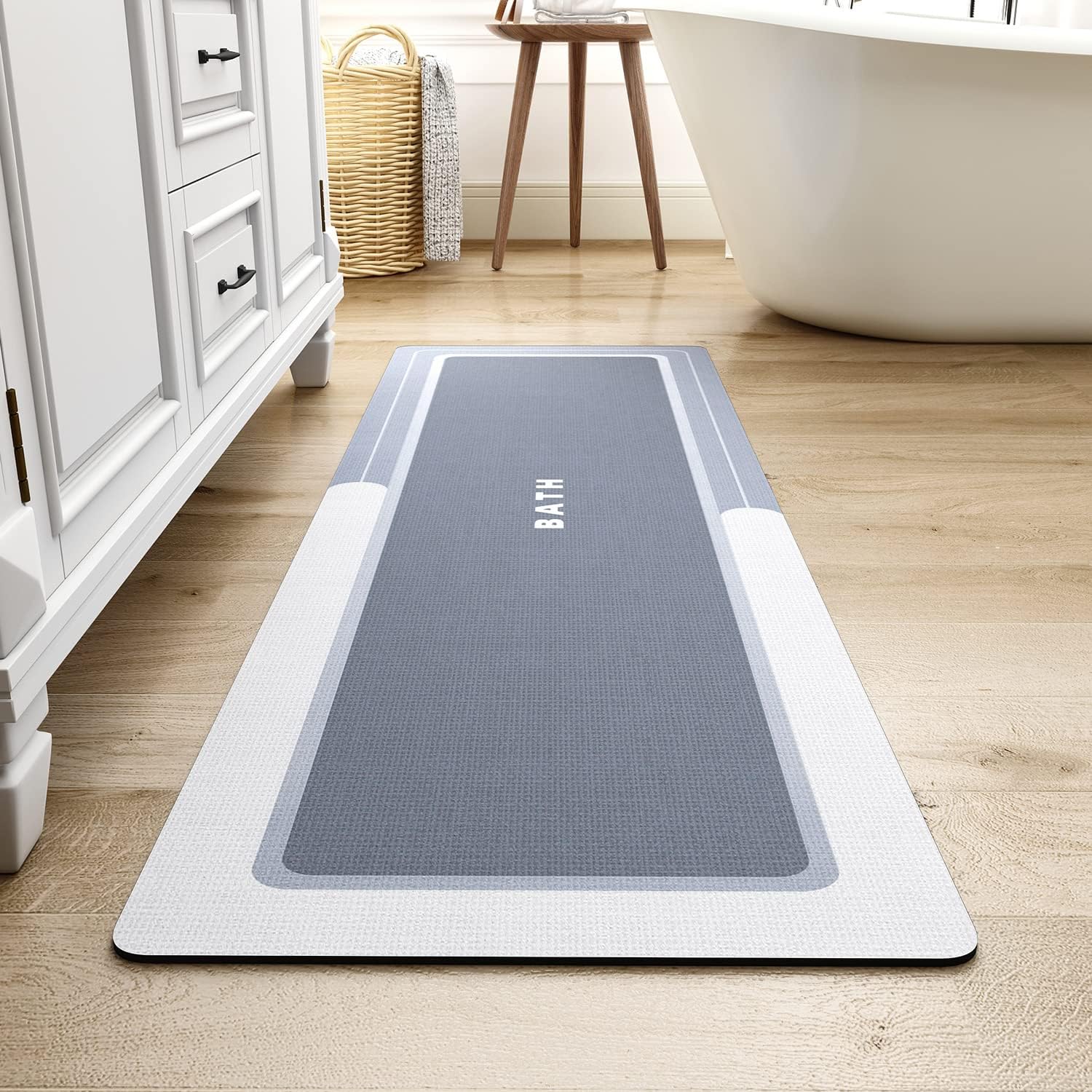 Mat-Bathroom Mat Rug Non Slip Super Absorbent Stain Resistant Quick Dry Thin Bath Rug-Bath Mats for Bathroom Floor Bathtub Vanity-Bathmat Bath Rug Easy Care-17"x27" Grey