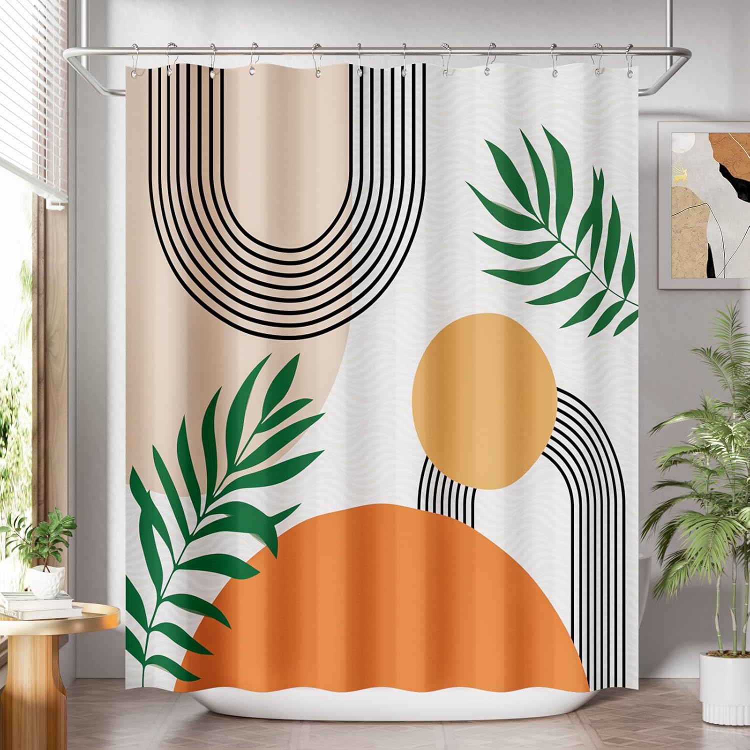 Shower Curtain, Cloth Ombre Black Shower Curtain Set with 12 Hooks, Washable Fabric Black and White Shower Curtain, Rustic Farmhouse Bathroom Shower Curtain, 72x72 Inches