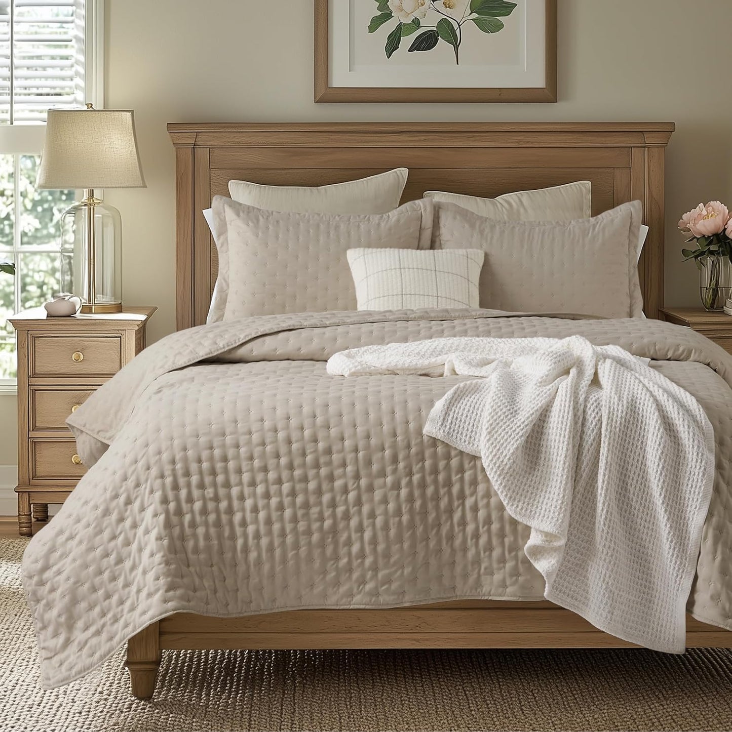 Quilts Queen Size - Bright White Bedspread Queen Size & Lightweight Comforter, Modern Coverlet with Clover Pattern, Ultra Soft All-Season Bedding, 90 x 96 Inches | Stitch-Free Quilting, Lightweight, Summer Bedding Set, Machine Washable, Pet-Friend