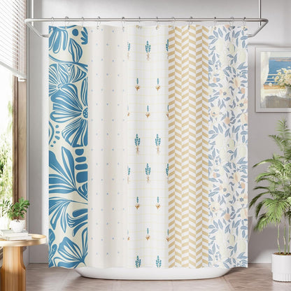 Shower Curtain, Washable Cloth Black Shower Curtain Sets with 12 Shower Curtain Hooks, Fabric Rustic Black and White Striped Curtain, Farmhouse Bathroom Curtains, 72x72 Inches