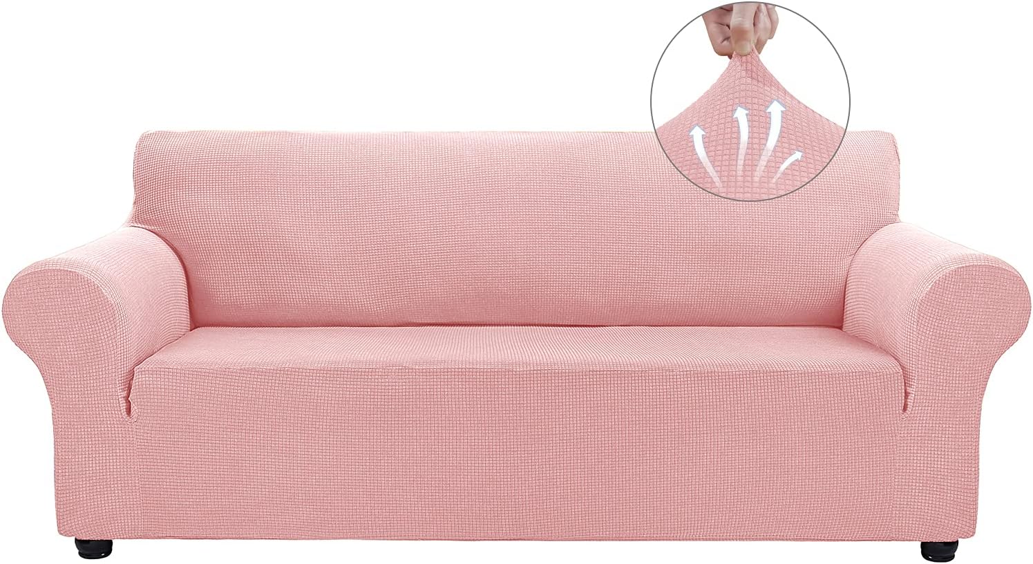 Couch Covers for 3 Cushion Couch Sofa Pet Friendly, 3 Seater Sofa Cover Washable Slipcovers Protector Furniture Covers for Dogs Spandex Jacquard Fabric Small Checks（Large，Black）