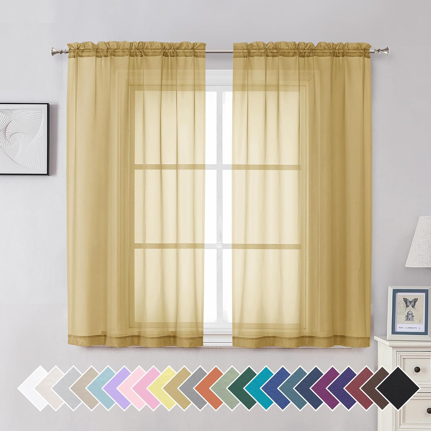 Sheer Navy Blue Curtains 84 inch Length 2 Panels Set, Airy Soft-Touching Rod Pocket Voile Drapes for Living Room/Bedroom, Each 40W x 84L