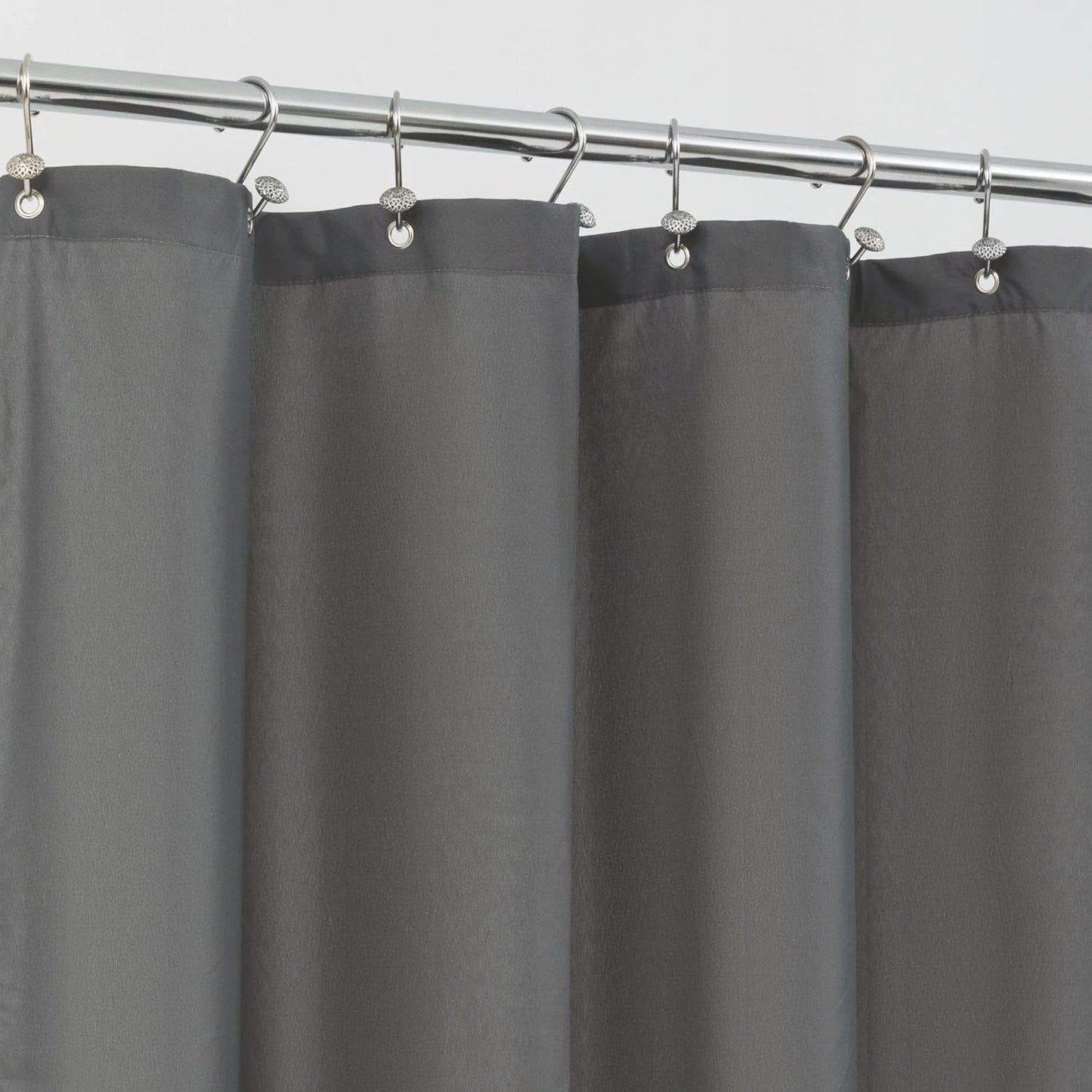 Waterproof Fabric Shower Curtain Soft Hotel Quality - 3 Magnets at Bottom, Premium Black Shower Curtain Liner for Bathroom, Light-Weight Cloth & Washable - 72x72, Black
