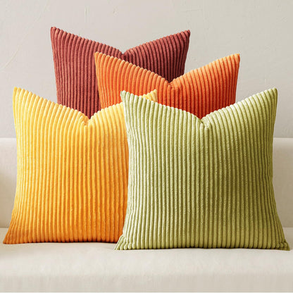 Boho Farmhouse Sage Green Throw Pillow Covers 18x18 Inch Set of 4 Mordern Nordic Cushion Covers Soft Corduroy Spring Home Decor for Couch Bed Sofa Living Room Forest Green