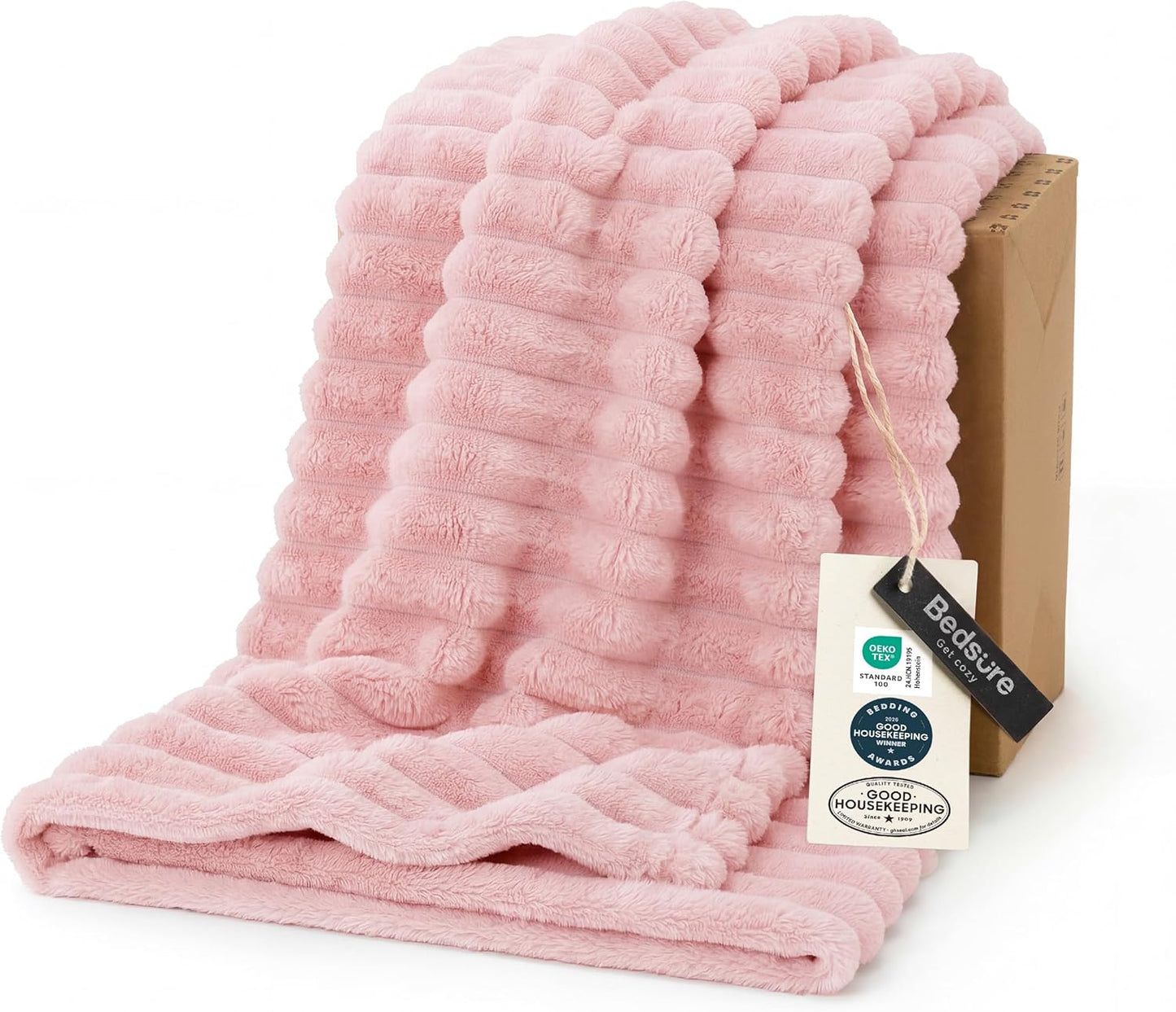 Bedsure GentleSoft Blankets Queen Size for Bed - Cozy Soft Sofa Couch Cover Blankets for Women, Cute Large Bedding Fleece Throws for Girls, Off White, 90x90 Inches