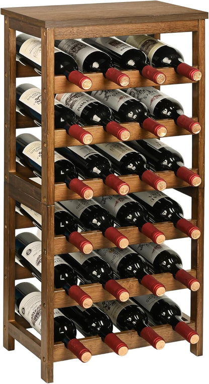 Bamboo Wine Rack, Sturdy and Durable Wine Storage Cabinet Shelf, Wine Racks Countertop for Pantry,Kitchen,3-Tier 12 Bottles Wine Rack Black