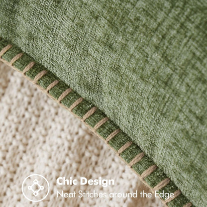 MIULEE Pack of 2 Couch Throw Pillow Covers 18x18 Inch Sage Green Farmhouse Decorative Pillow Covers with Stitched Edge Soft Chenille Solid Dyed Summer Pillow Covers for Sofa Bed Living Room