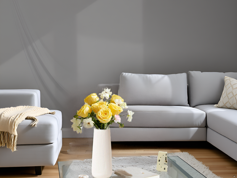 Ceramic Vase for Flower, Matte Black Ribbed Ceramic Vase for Home Decor, Nordic Minimalist Vase for Pampas Grass, Flowers Vases for Kitchen, Living Room, Bedroom, Office, Shelf Table (White)