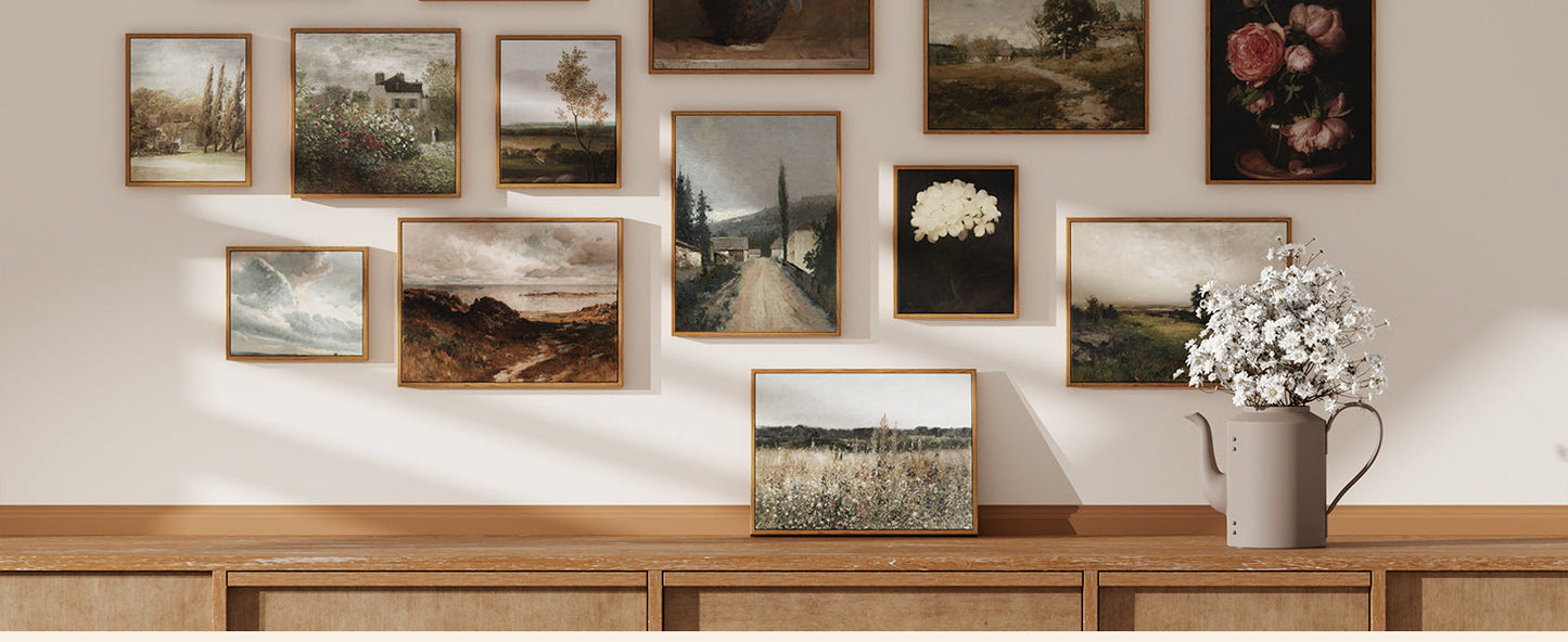Framed Canvas Wall Art, Meadow with Flowers Painting, Landscape for Living Room, Bedroom, Home, Bathroom Decor, 8x10