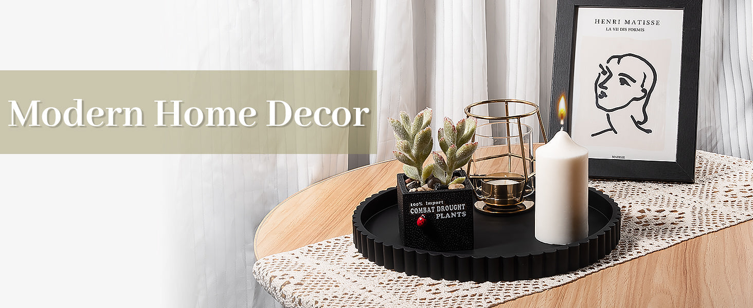 Round Bathroom Tray Silicone Kitchen Counter Decor Vanity Organizer Decorative Coffee Table Tray for Perfume, Candle, Soap Dish, 9 Inch, Black