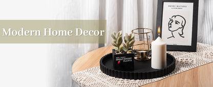 Round Bathroom Tray Silicone Kitchen Counter Decor Vanity Organizer Decorative Coffee Table Tray for Perfume, Candle, Soap Dish, 9 Inch, Black