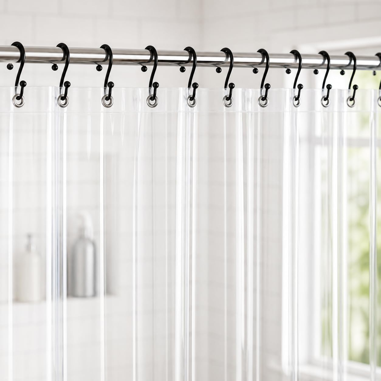 No Smell Shower Curtain Liner 72x72 White - PEVA Plastic Shower Curtain for Bathroom, PVC-Free Waterproof Shower Liner with Metal Grommets and Magnet-Weighted Bottom Hem - Washable Inner Liner