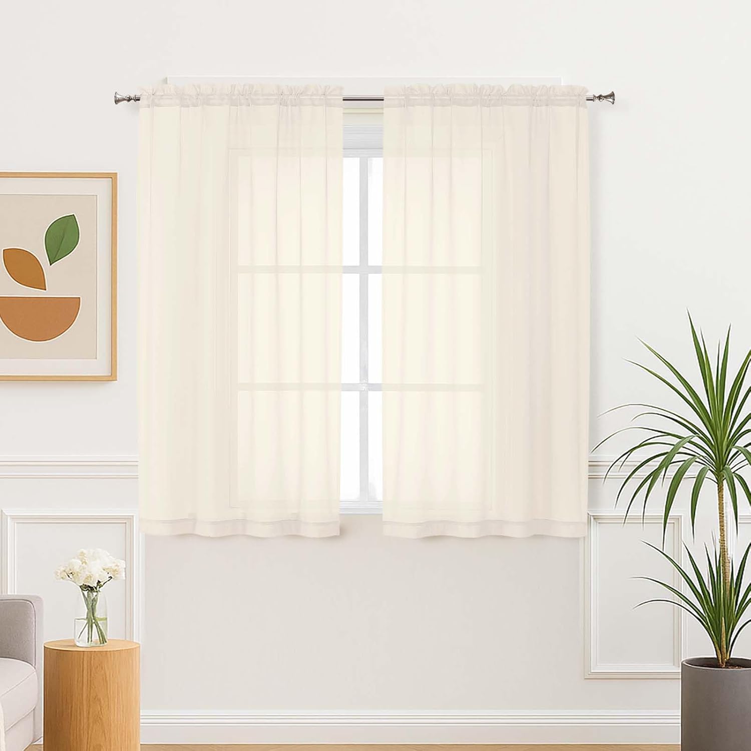 Sheer Navy Blue Curtains 84 inch Length 2 Panels Set, Airy Soft-Touching Rod Pocket Voile Drapes for Living Room/Bedroom, Each 40W x 84L