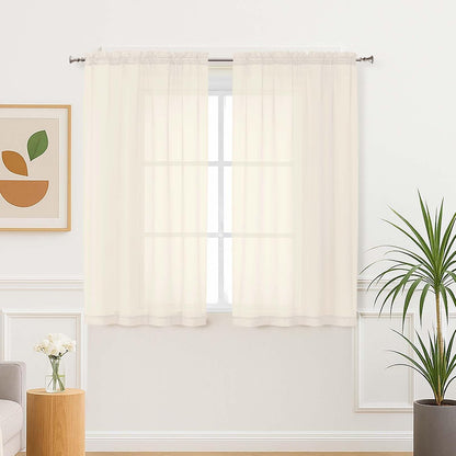 Sheer Navy Blue Curtains 84 inch Length 2 Panels Set, Airy Soft-Touching Rod Pocket Voile Drapes for Living Room/Bedroom, Each 40W x 84L
