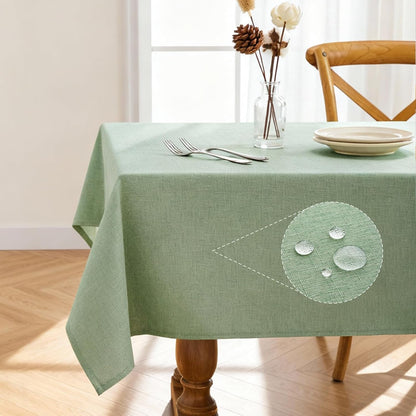 Rectangle Linen Tablecloth Waterproof & Stain Resistant, Wrinkle-Free Table Cloth Adds Elegance and Protection, Ideal for Dining, Party, Wedding and Outdoor, 52 x 70 Inch, Sage Green